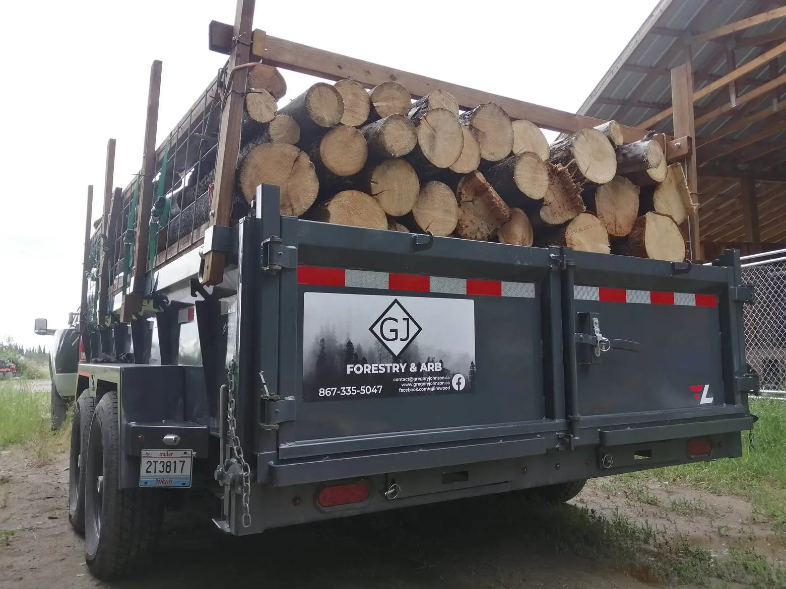 Delivered firewood load on a trailer